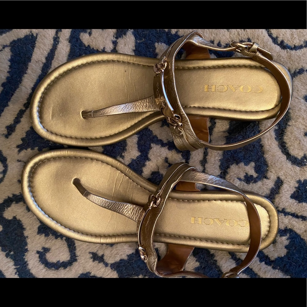 Coach gold thong sandal